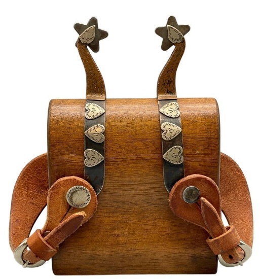 Goose Neck Heart Themed Spurs With Straps