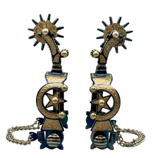 Horseshoe And Star Themed Spurs With Nice Straps