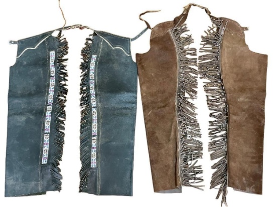 Two Pair Leather Shotgun Chaps