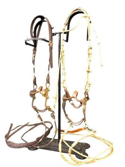 Two Horse Bridles With Mexican Bits