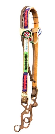 Vintage Beaded Headstall With Crockett Style Bit