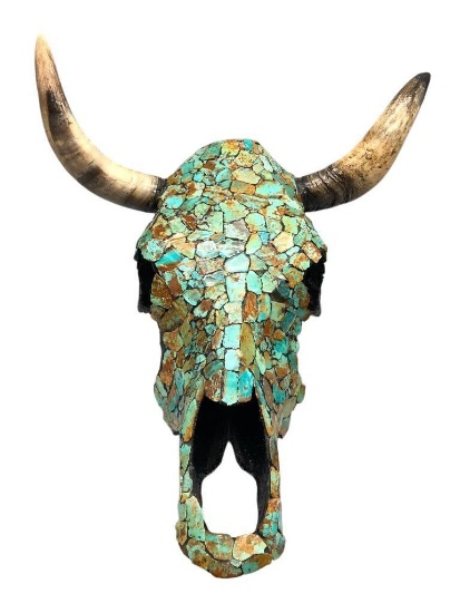 Turquoise Covered Cow Skull