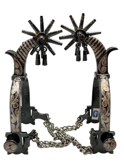 Nice Pair Of E. Garcia Silver inlay Spurs