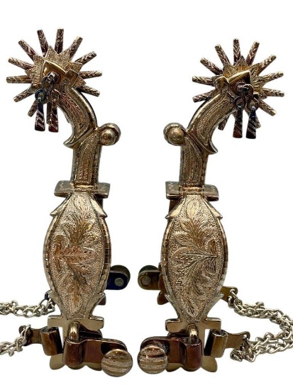 Fancy Pair Of E. Garcia Inlay And Overlay Spurs
