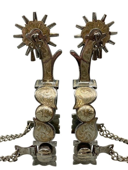 Nice Silver Inlay Spurs Marked G.J.