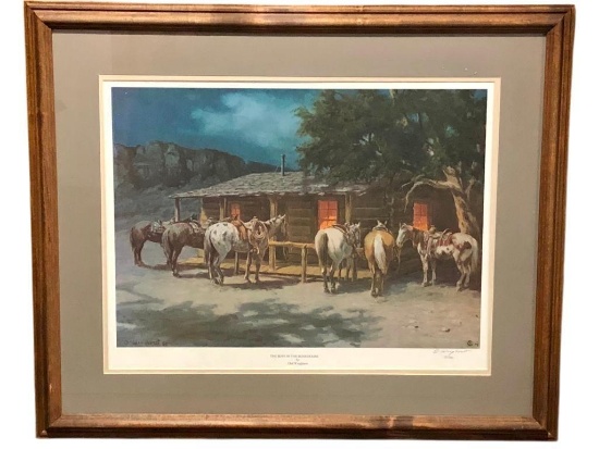 Signed Limited Edition Olaf Wieghorst Print "Boys In The Bunk House"