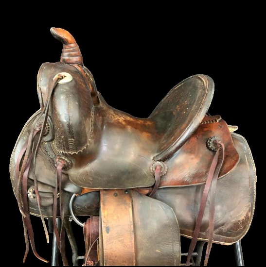 Antique Highback Al Furstnow Saddle From Miles City, Montana
