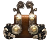 Extra Fancy Dual Rowel Buffalo Themed Parade Spurs