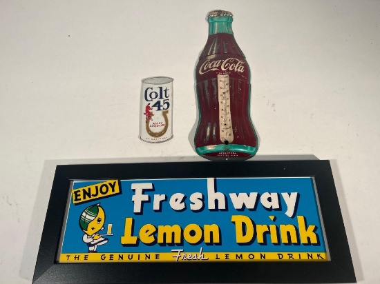 Lot of Three (3) Drink Advertising Signs