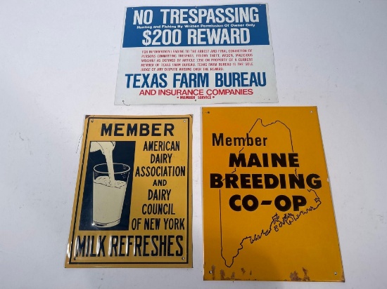 lot of Three (3) Metal Agricultural Signs