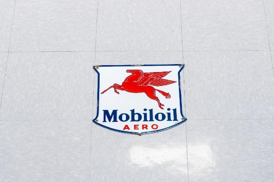 Vintage 1940 Mobiloil Aero Porcelain Sign