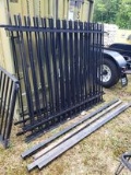 4 Black Aluminum Fence Panels w/ a Pair of Black Metal Gates