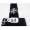 3.5g 14k White Gold/Saphire and Diamond Size 6 1/2