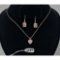 7.8g 14k Yellow Gold/Pink Ice Earrings, Necklace, and Pendant