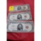 4 - red seal $5 bills