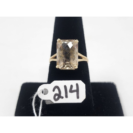 4.8g 14k Yellow Gold/Smokey Topaz Size 7 1/2