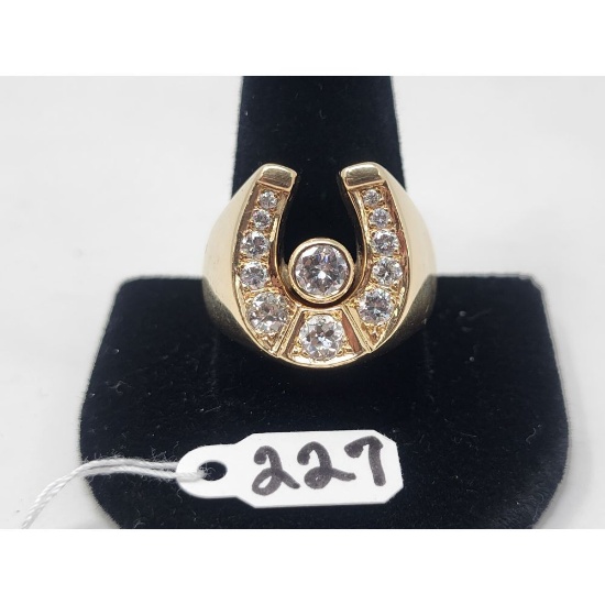 31.5g 14k Yellow Gold/Diamonds Mens Size 12
