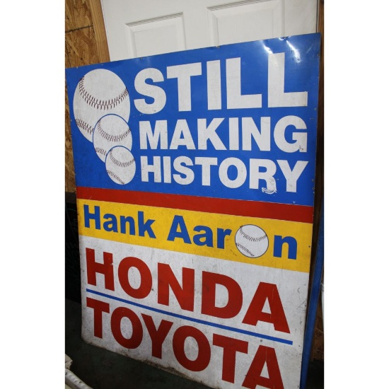 Hank Aaron Honda Toyota Metal Sign