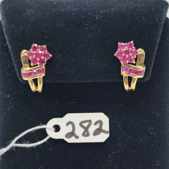 3.4g 10k Yellow Gold/Ruby Earrings