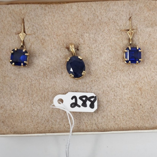 6.5g 14k Yellow Gold/Sapphire Earrings and Pendant