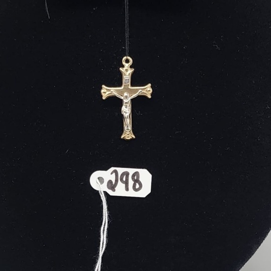0.8g 10k Yellow and White Gold Crucifix Pendant