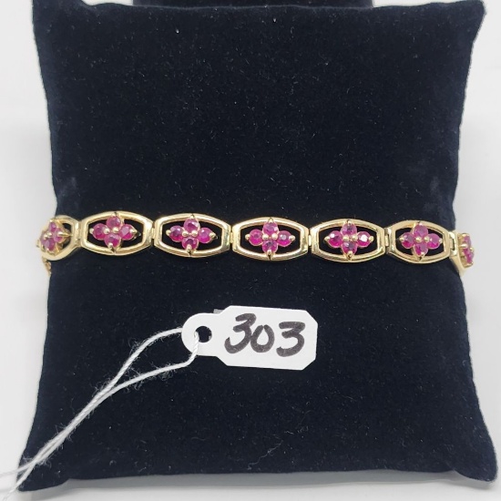 10.2g 14k Yellow Gold/Ruby Tennis Bracelet