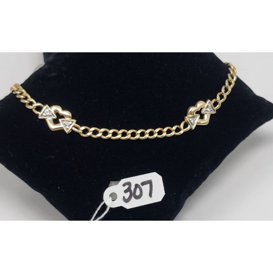 5.4g 14k Yellow Gold/Diamond Tennis Bracelet