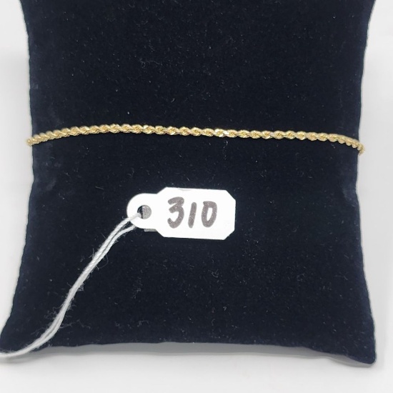 1.6g 10k Yellow Gold/Rope Chain Bracelet