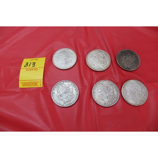 6 - 1921 Morgan silver dollars