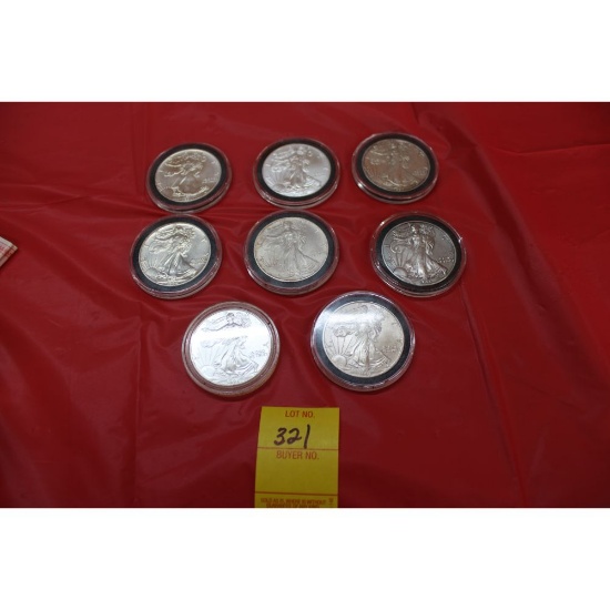 8 - 1990 - 2019 one ounce fine silver Standing Liberty silver dollars