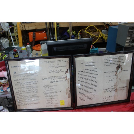 Signed, framed, "Instrument of Surrender" and "Act of Military Surrender" 1945