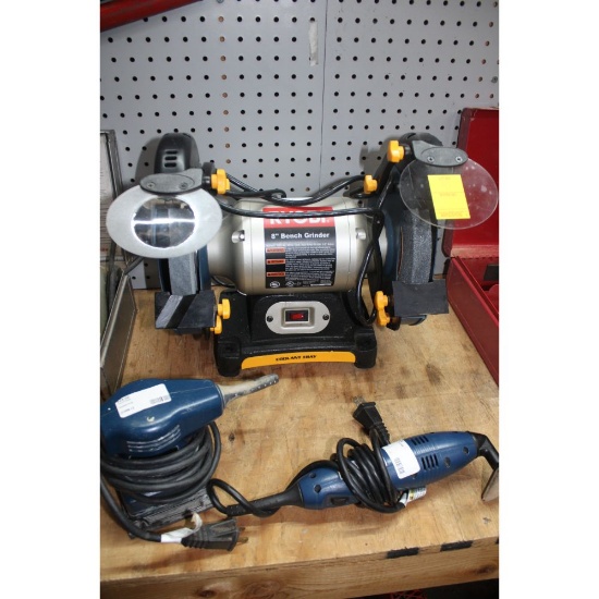 Like New Ryobi Bench Grinder and Two Sanders