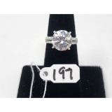 3.6g .995 Silver/Lab Created 5ct. Diamond Size 5 1/2