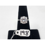3.9g 14k White Gold/Lab Created 5ct. Diamond Size 5 1/2