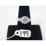 4.4g .925 Silver/Lab Created Diamond Size 7 1/2