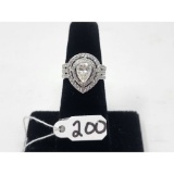 5.2g .995 Silver/Lab Created Diamond Size 5 1/2