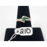 2.5g 10k Yellow Gold/Jade and Diamond Size 7