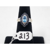 5.0g 14k White Gold/Diamond, Saphire, and Blue Topaz Size 4 1/4