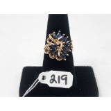 6.0g 14k Yellow Gold/Diamond and Saphire Size 7