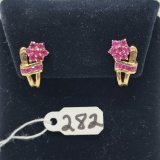 3.4g 10k Yellow Gold/Ruby Earrings