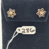 2.2g 14k Yellow Gold/Sapphire and Diamond Earrings