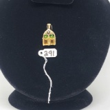 3.4g 10k Yellow Gold/Unknown Stones Estate Piece Birdcage Pendant
