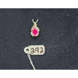 1.6g .925 Silver and 10k Yellow Gold/Diamond and Ruby Pendant