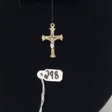 0.8g 10k Yellow and White Gold Crucifix Pendant