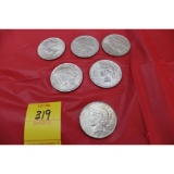 5 - 1923 and 1 - 1926 Peace silver dollars