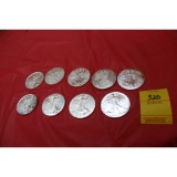 9 - 1991 - 2019 one ounce fine silver Standing Liberty silver dollars