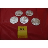 5 - one ounce silver dollars - 2000's