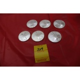 6 - one ounce silver dollars - 2000's