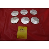 6 - one ounce silver dollars - 2000's