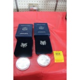 2 - One ounce proof silver bullion coins